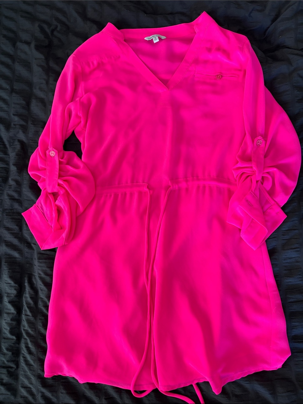 Naked Zebra Women’s Bright Hot Pink V-Neck Mini dress